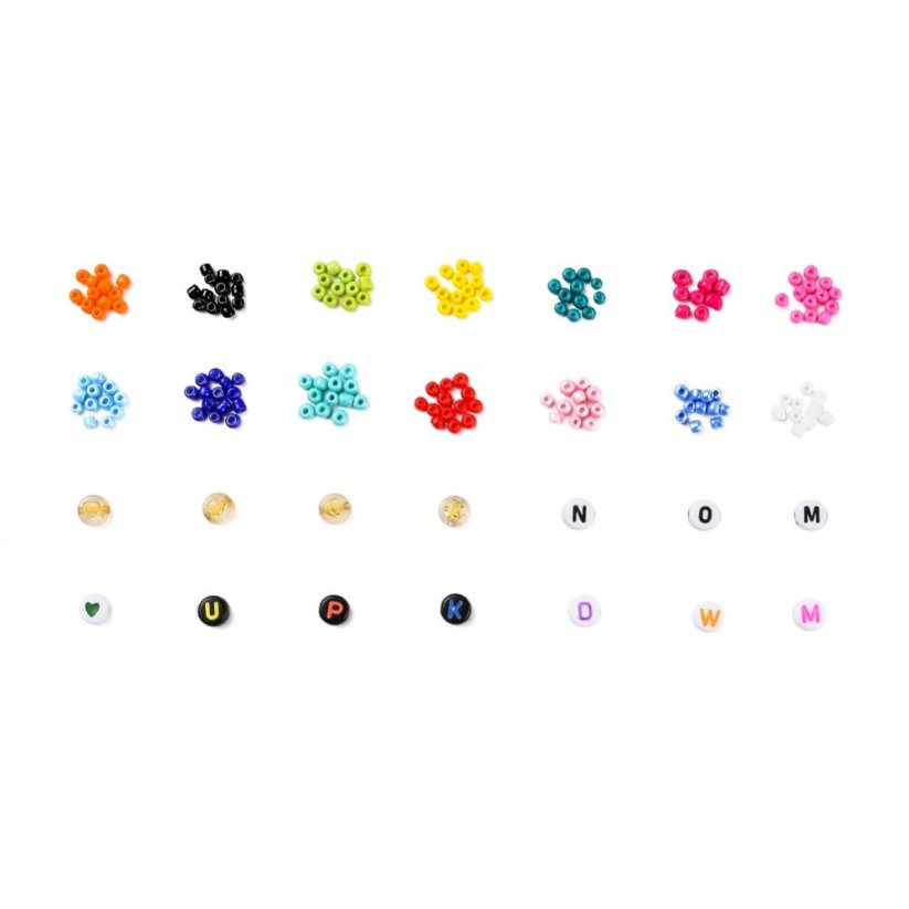 DIY Set rokajlových korálků s písmenky, 14 barev