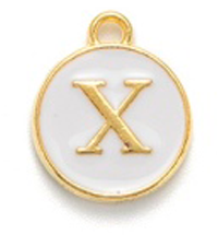 Metallanhänger mit dem Buchstaben X, weiß, 14x12x2 mm