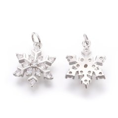 Přívěšek s kubickými zirkony - vločka, 13x17x4mm