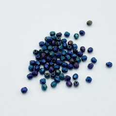 Geschliffene feuerpolierte Perlen Iris Blue, matt, 3 mm