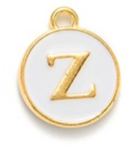 Kovový prívesok s písmenom Z, biely, 14x12x2 mm