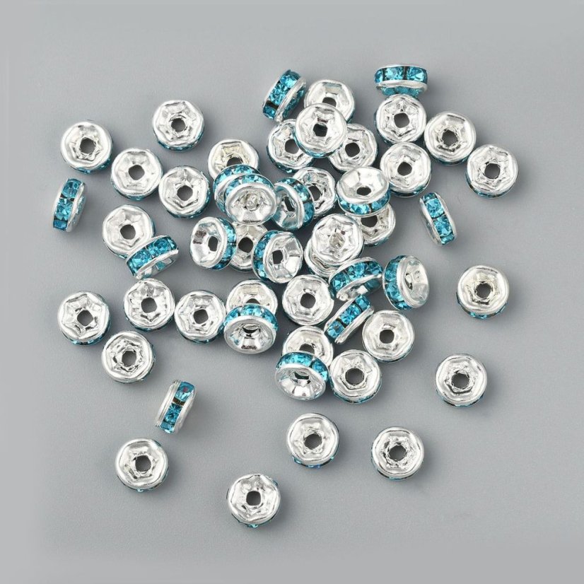 Štrasová rondelka s kamínky - tyrkysová 6x3mm