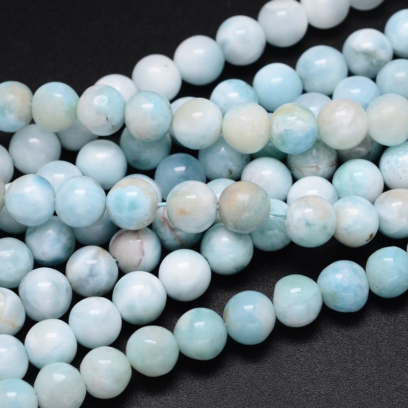 Přírodní larimar - korálky, třída A, modré, 8 mm