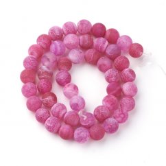 Naturachat - Perlen, Eis, rosa, 6 mm