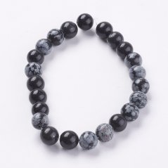 Természetes pelyhes obszidián - gyöngyök, fekete, 8 mm