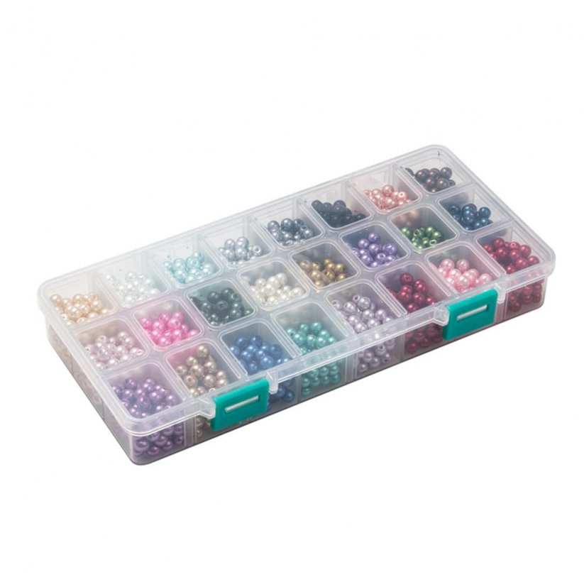 Perleťové sklenené korálky - 24 farieb set 6 mm