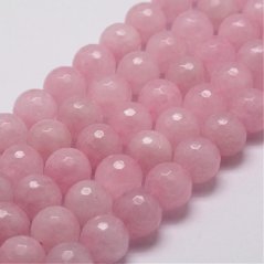 Természetes csiszolt rózsakvarc - gyöngyök, rózsaszín 8 mm