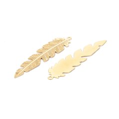 Přívěsek z nerezové oceli 304,"List - zlatá", 41,5 × 9,5 × 0,4 mm