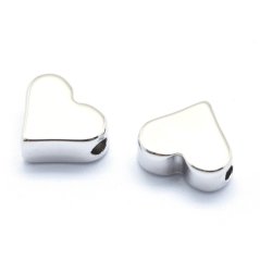 Mosadzný oddeľovač srdce - strieborný  6x7x3mm