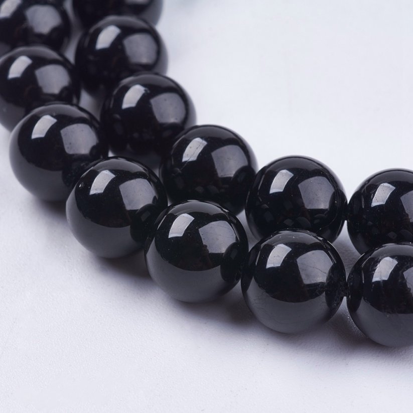 Természetes fekete turmalin - gyöngyök, 8 mm