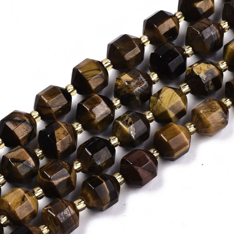Natürliches Tigerauge - Perlen, schwarz-braun, Doppelpyramide, 10x9,5 mm