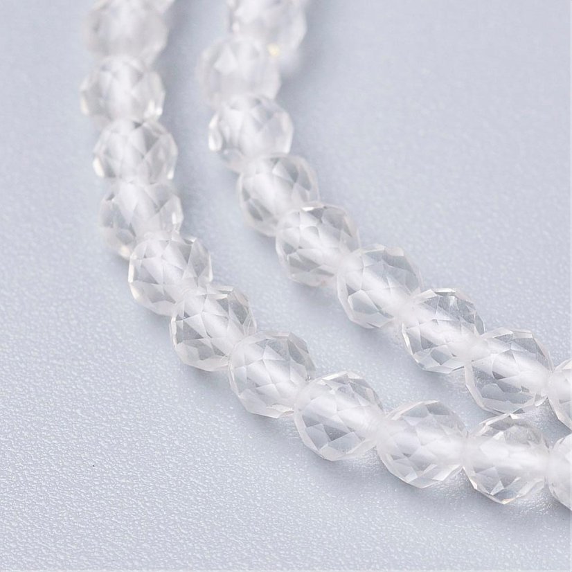 Přírodní křišťál - korálky, broušené, 3 mm