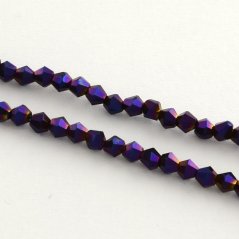 Broušené skleněné korálky, pokovené, fialové, 4 mm