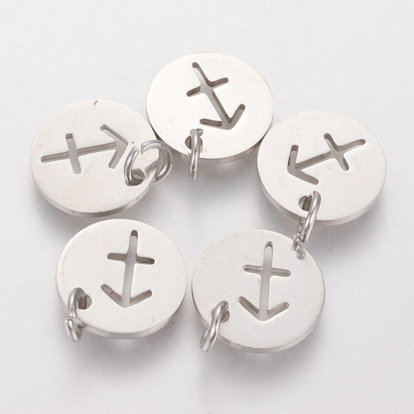 Přívěšek z 304 oceli stříbrný, Znamení - Střelec, 15x12x2 mm