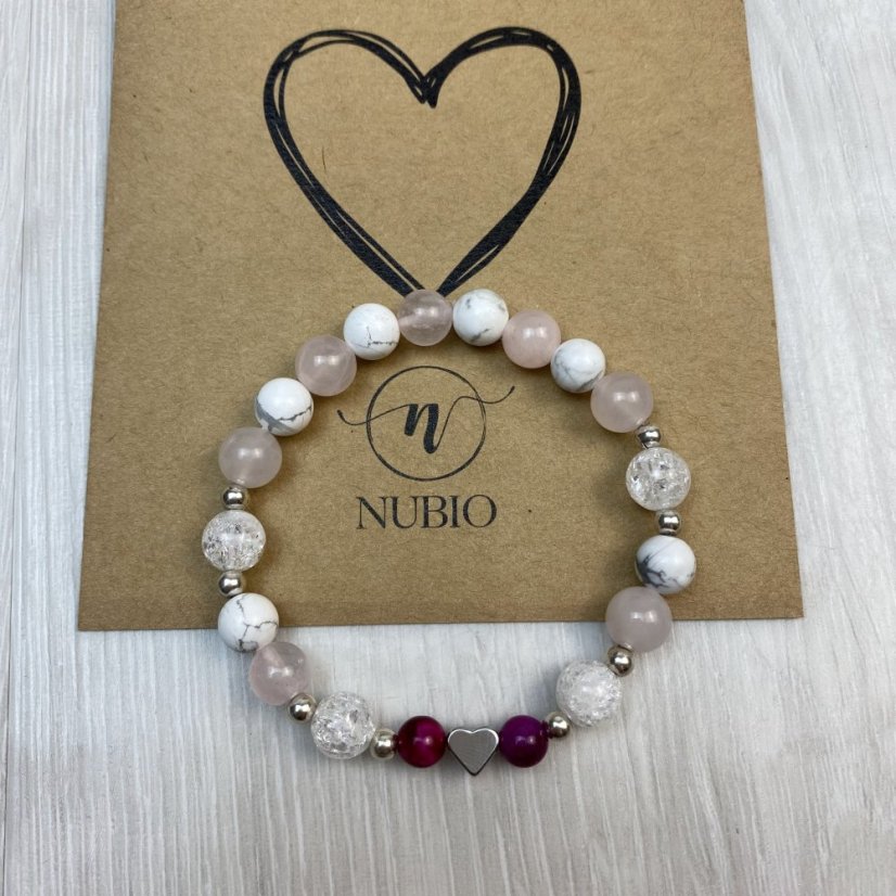 Dárková karta s náramkem z howlitu, růženínu a tygřího oka