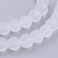 Skleněné korálky matné - 4 mm, bílé