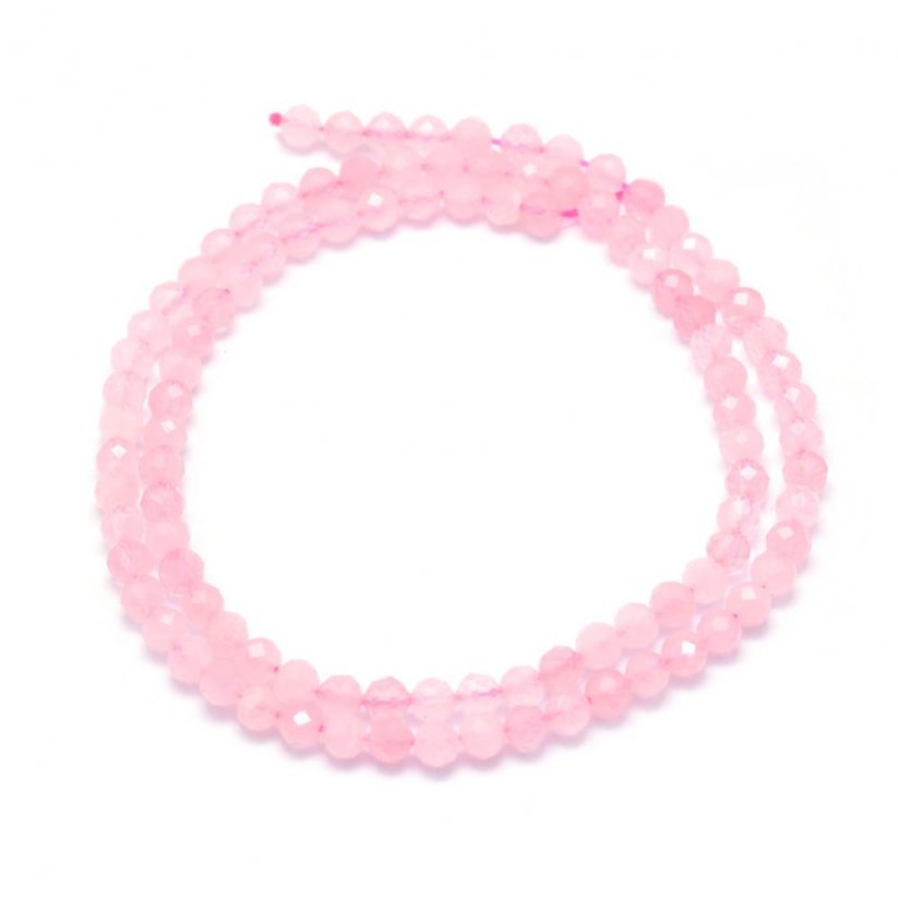 Natürlicher Rosenquarz - Perlen, geschliffen, rosa, 3 mm
