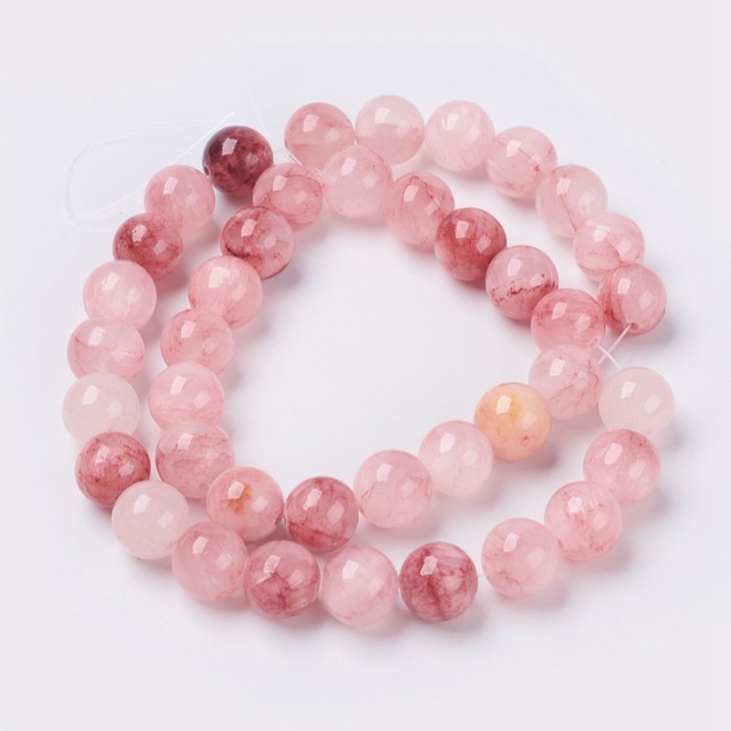 Natürlicher Nephrit - Perlen, rosa, 8 mm