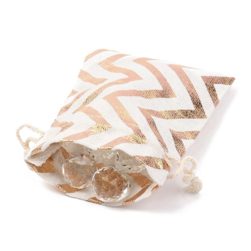 Vrecúško z vrecoviny zlaté pruhy - 14x10 cm