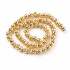 Naturlava - Perlen, metallisiert, golden, 4 mm