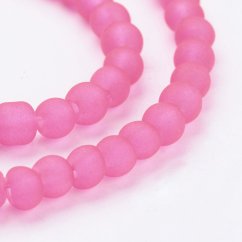 Skleněné korálky matné - 4 mm, růžové