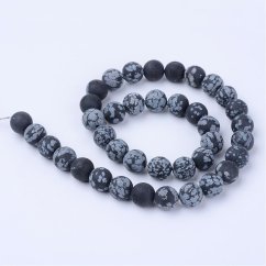 Prírodný vločkový obsidián - korálky matné čierne 8 mm