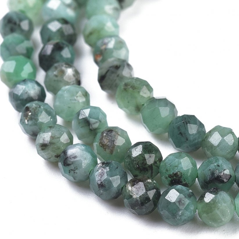 Natürlicher Smaragd - Perlen, geschliffen, blau-grün, 4 mm