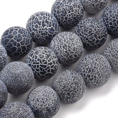 Természetes kalcedon (sárkány achát) - gyöngyök, jég, sötétszürke, 8 mm