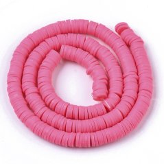 Heishi polymérový korálok - cerise, 6x0,5-1 mm