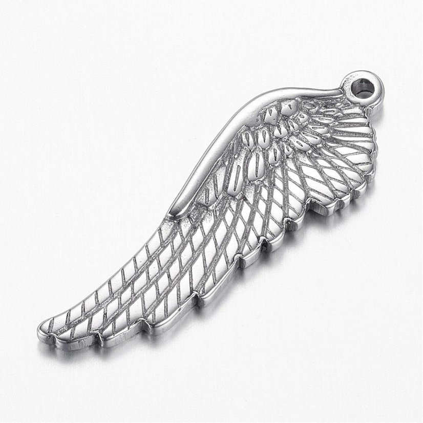 Prívesok z nehrdzavejúcej ocele 304, „Krídla“, 38,5 × 13 × 3 mm
