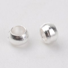 Zamačkávací rokajl z mosazi, kulatý, 2x1,2 mm, stříbrný