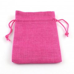 Zsákvászon táska rózsaszín színben - 9x7 cm