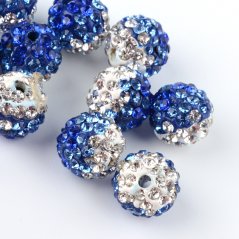 Shamballa gulička 10x10 mm prievlak 2 mm bielo-modrá