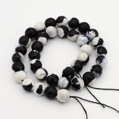 Naturachat - Perlen, geschliffen, schwarz-weiß, 8 mm