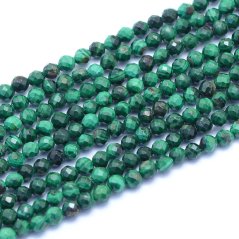 Přírodní malachit - korálky, zelené, broušené, 3 mm