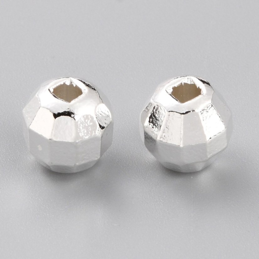 Mosazný oddělovač, kulička, stříbrná, 7x7 mm