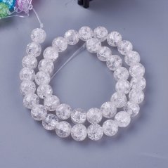 Skleněné korálky - praskané, bílé, 8 mm