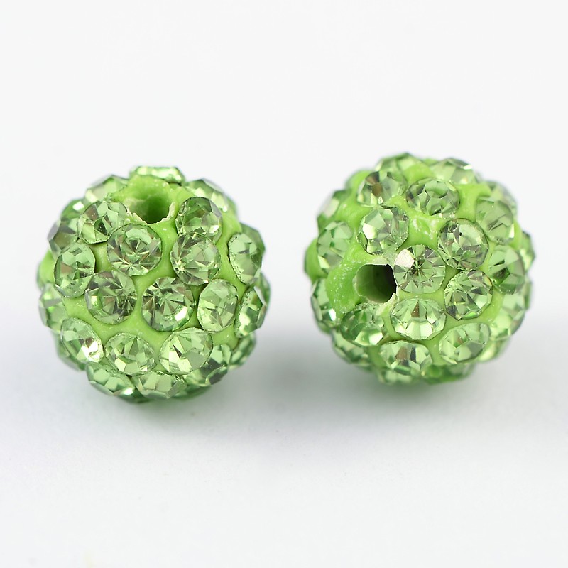 Shamballa kulička 8x8 mm, průvlek 1 mm zelená