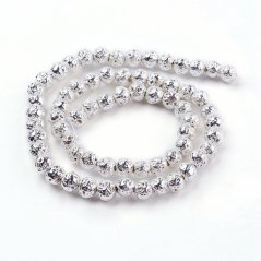 Naturlava - Perlen, metallisiert, silbern, 4 mm