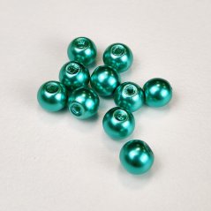 Skleněné korálky s perleťovým efektem - 6 mm, zelené