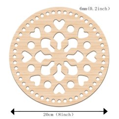 Dřevěné dno na košík, vločka se srdíčky, 200x6 mm