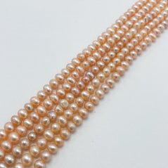 Přírodní říční perly, brambora, peach puff, 5-6 mm