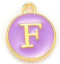 Kovový prívesok s písmenom F, fialový, 14x12x2 mm