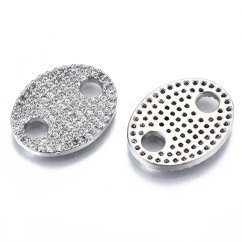 Medzidiel "Ovál" s kubickými zirkónmi z mosadze, 20x15x2 mm