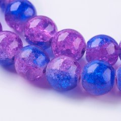 Kétszínű üveggyöngyök - repedezett, kék-lila, 8 mm