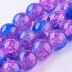 Zweifarbige Glasperlen - geknackt, blau-violett, 8 mm