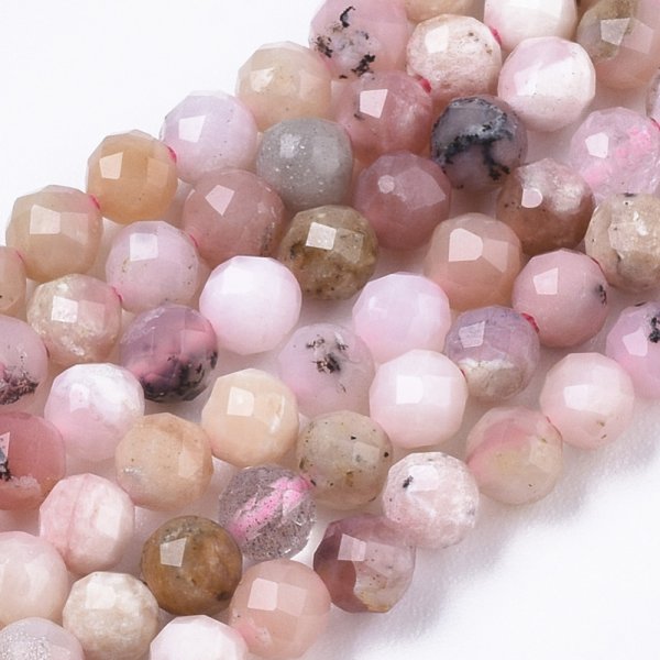 Přírodní růžový opál - korálky, broušené, třída AB