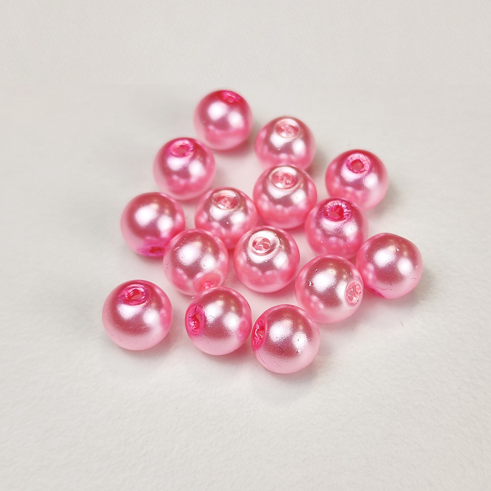 Skleněné korálky s perleťovým efektem - 6mm, světle růžové
